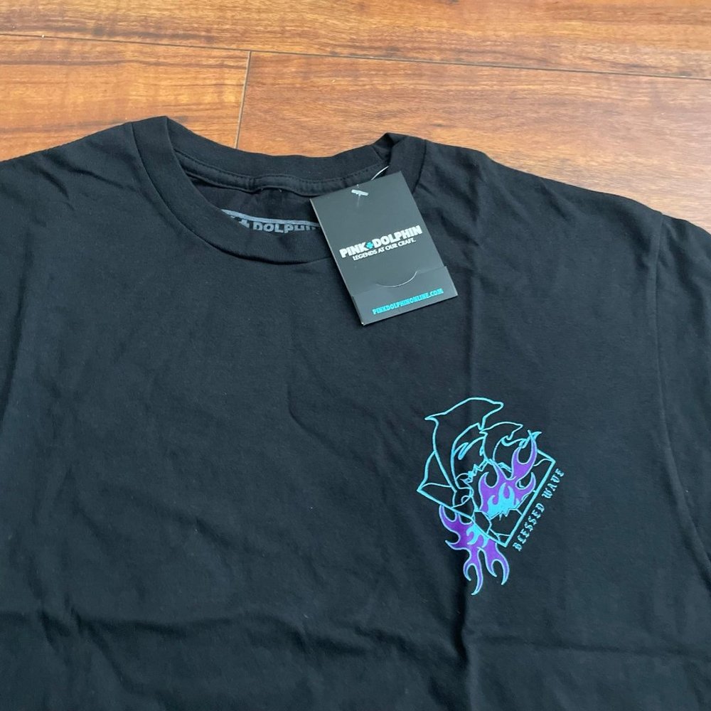 NWT PINK DOLPHIN BLACK BLESSED WAVE TEE SZ MEDIUM M - Picture 3 of 6